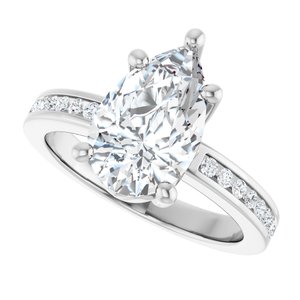 10K White Gold 12x7.5 mm Pear Ring Mounting – image 8
