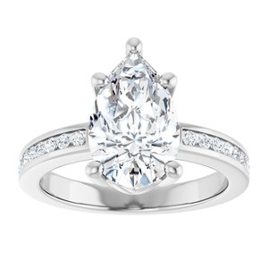 10K White Gold 12x7.5 mm Pear Ring Mounting – image 5