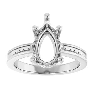 Continuum Sterling Silver 12x7.5 mm Pear Ring Mounting – image 6