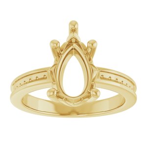14K Yellow Gold 12x7.5 mm Pear Ring Mounting – image 6