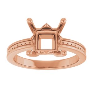10K Rose Gold 7.5x7.5 mm Square Ring Mounting – image 6