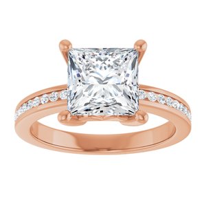 10K Rose Gold 7.5x7.5 mm Square Ring Mounting – image 5