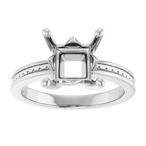 10K White Gold 7.5x7.5 mm Square Ring Mounting – image 6