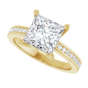 14K Yellow Gold 7.5x7.5 mm Square Ring Mounting – image 8