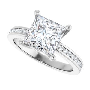 14K White Gold 7.5x7.5 mm Square Ring Mounting – image 8