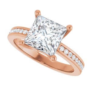 14K Rose Gold 7.5x7.5 mm Square Ring Mounting – image 8