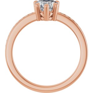10K Rose Gold 6x6 mm Heart Ring Mounting – image 3