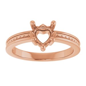 10K Rose Gold 6x6 mm Heart Ring Mounting – image 6