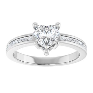 18K White Gold 6x6 mm Heart Ring Mounting – image 5