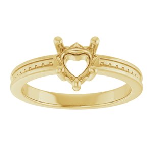 18K Yellow Gold 6x6 mm Heart Ring Mounting – image 6