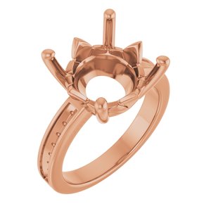 10K Rose Gold 13 mm Round Ring Mounting – image 2