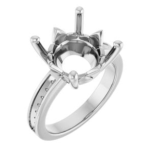 18K White Gold 13 mm Round Ring Mounting – image 2