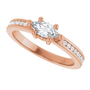 10K Rose Gold 7x3.5 mm Marquise Ring Mounting – image 8