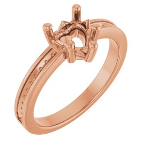 18K Rose Gold 6x6 mm Heart Ring Mounting – image 2