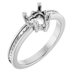 14K X1 White Gold 6x6 mm Heart Ring Mounting – image 2
