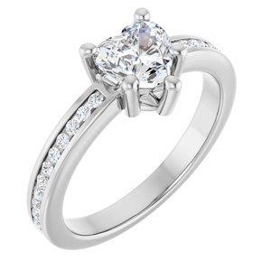 Platinum 6x6 mm Heart Ring Mounting