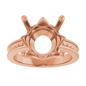 14K Rose Gold 13 mm Round Ring Mounting – image 6