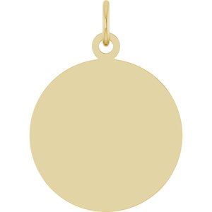 14K Yellow Gold Engravable Disc Pendant