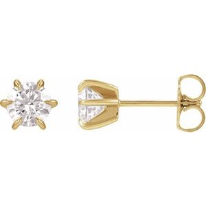 10K Yellow Gold 5 mm Round 6-Prong Claw Earring Mounting – image 2