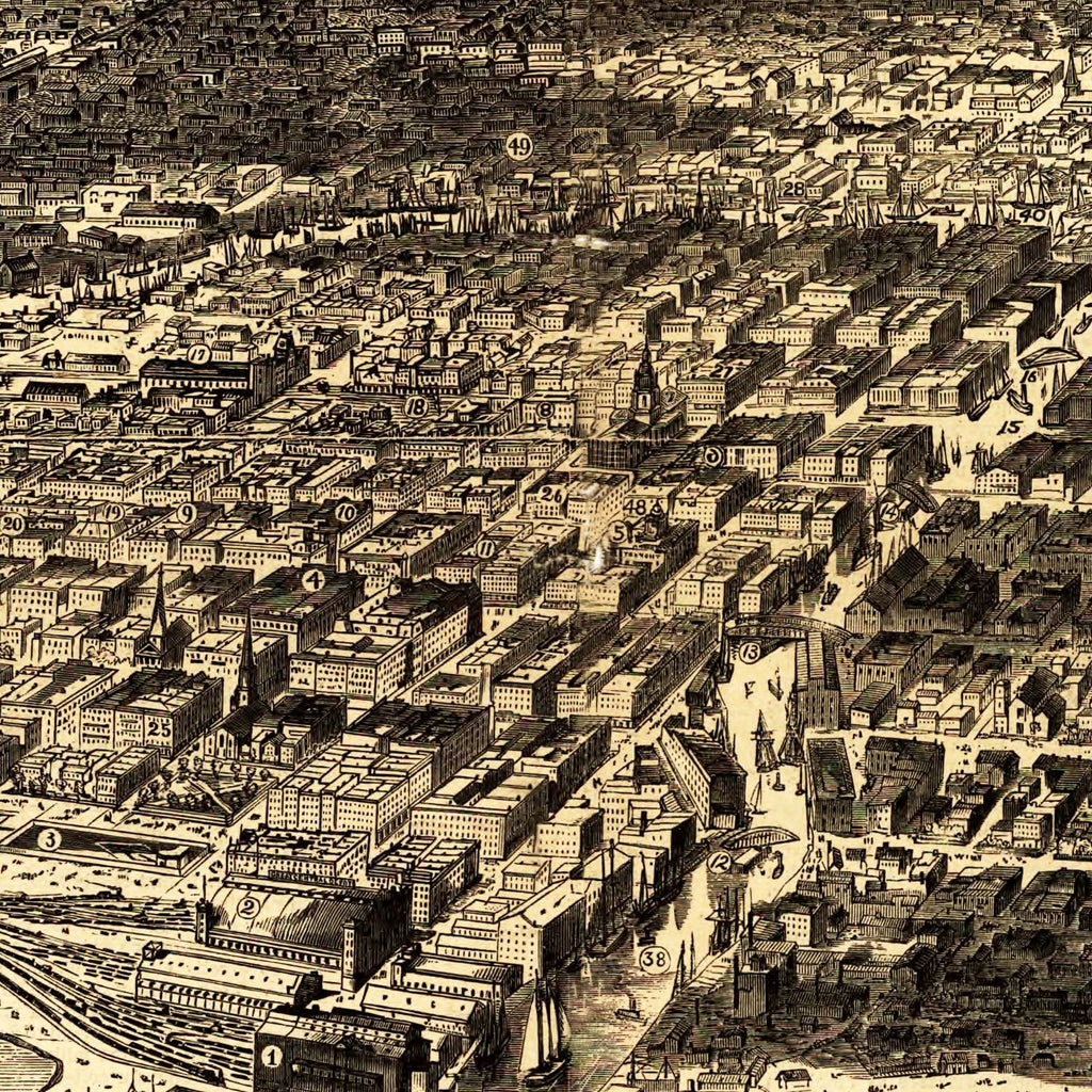 Vintage Map of Chicago, Illinois 1871