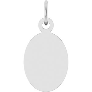 14K White Gold Engravable Oval Disc Pendant