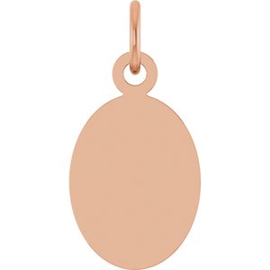 14K Rose Gold Engravable Oval Disc Pendant