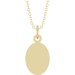 10K Yellow Gold Engravable Oval Disc 18" Necklace