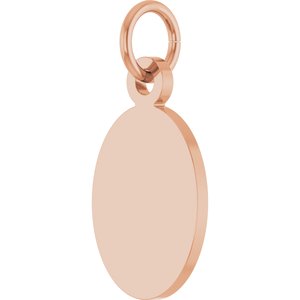 14K Rose Gold Engravable Oval Disc Pendant – image 2