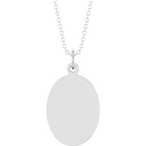 Sterling Silver Engravable Oval Disc 18" Necklace