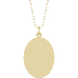 10K Yellow Gold Engravable Oval Disc 18" Necklace