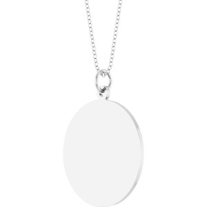 10K White Gold Engravable Round Disc 18" Necklace – image 2