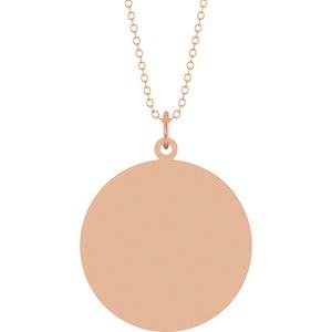 14K Rose Gold Engravable Round Disc 18" Necklace