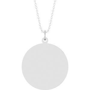 Sterling Silver Engravable Round Disc 18" Necklace