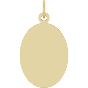 14K Yellow Gold Engravable Oval Disc Pendant