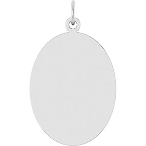 14K White Gold Engravable Oval Disc Pendant