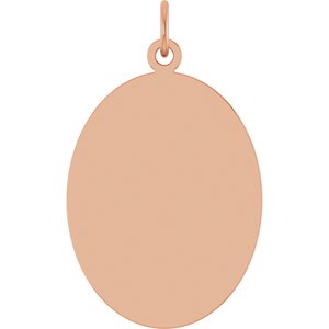 14K Rose Gold Engravable Oval Disc Pendant