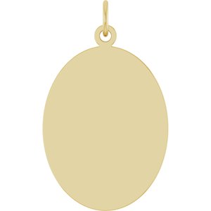 10K Yellow Gold Engravable Oval Disc Pendant