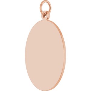 14K Rose Gold Engravable Oval Disc Pendant – image 2
