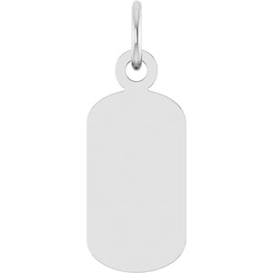 14K White Gold Engravable Dog Tag Pendant