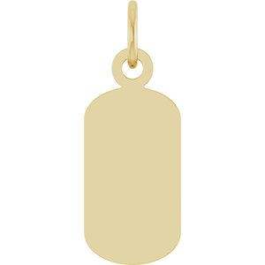 14K Yellow Gold Engravable Dog Tag Pendant