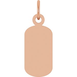 14K Rose Gold Engravable Dog Tag Pendant