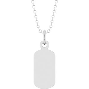 Sterling Silver Engravable Dog Tag 18" Necklace