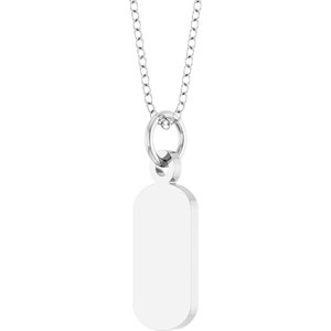 14K White Gold Engravable Dog Tag 18" Necklace – image 2