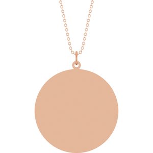 14K Rose Gold Engravable Round Disc 18" Necklace