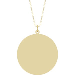 10K Yellow Gold Engravable Round Disc 18" Necklace
