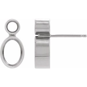 Sterling Silver 7x5 mm Oval Bezel-Set Accented Earring Mounting