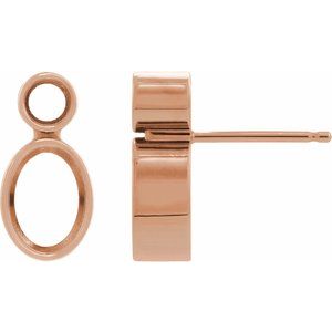 14K Rose Gold 6x4 mm Oval Bezel-Set Accented Earring Mounting