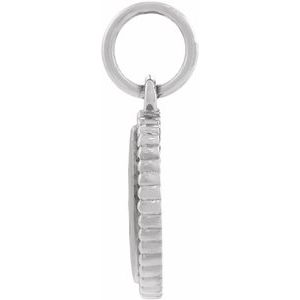 14K White Gold Beaded Oval Engravable Pendant – image 2