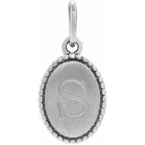 14K White Gold Beaded Oval Engravable Pendant – image 3