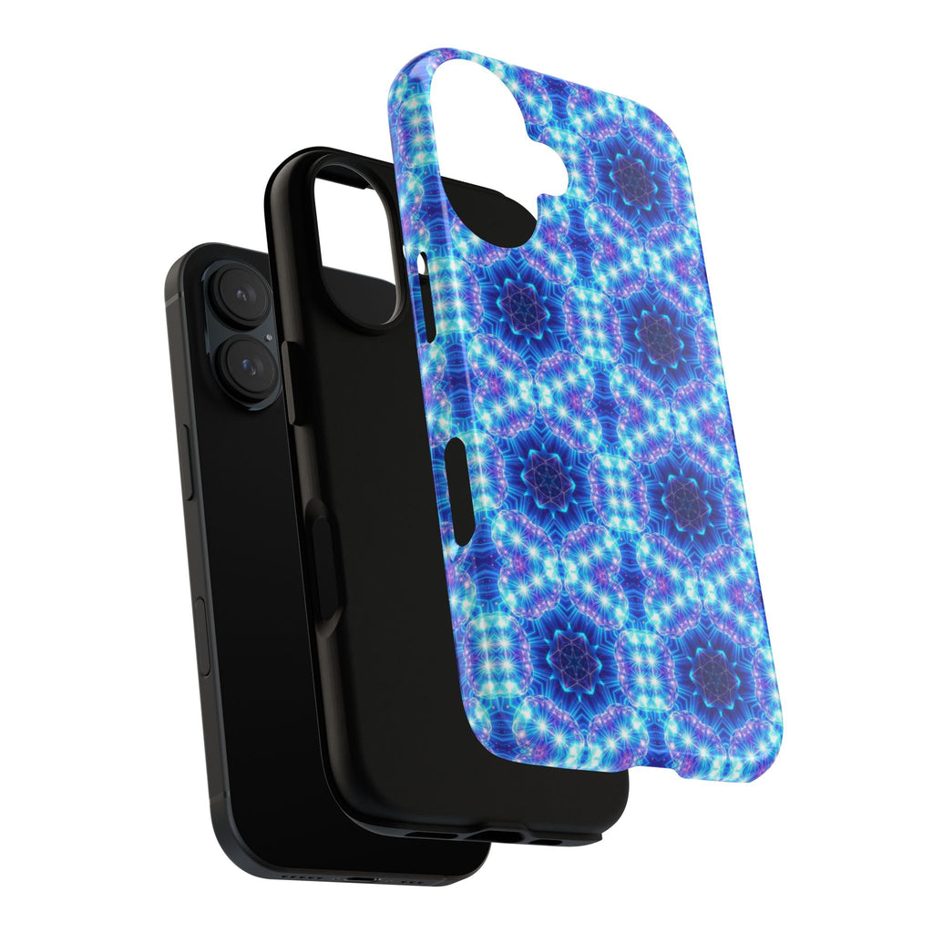 Blue Mandalas with Neon Lights Tough Phone Cases
